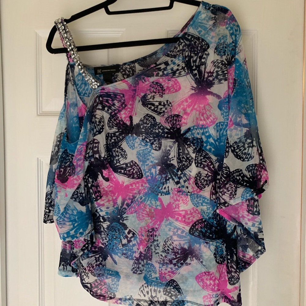 INC Off the Shoulder Butterfly Bling Blouse